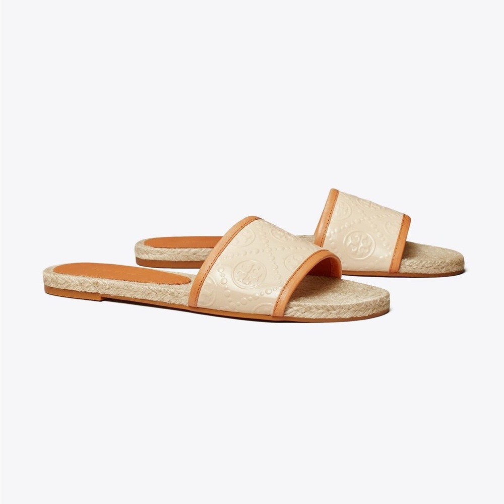 Tory Burch T-monogram slide espadrilles flat sandals